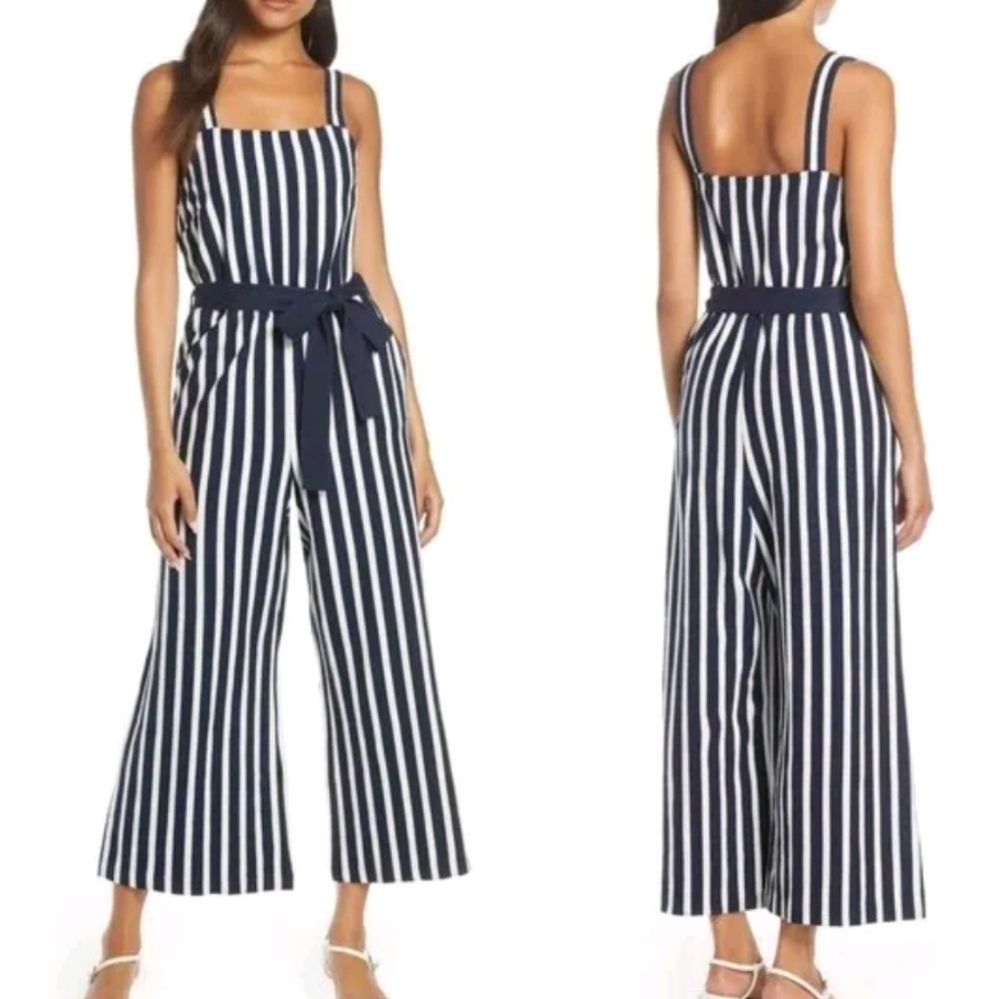 J. Crew Nautical Striped Wide Leg Jumpsuit Size 6